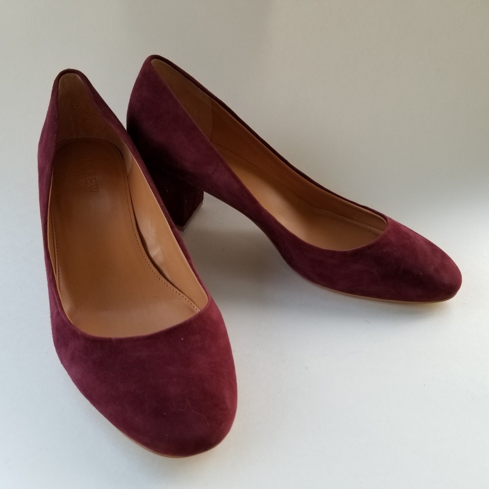 J. Crew Bryn Purple Suede Block Heels